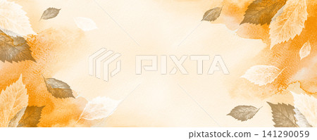Watercolor autumn background with a leaf pattern Watercolor autumn background with a leaf pattern 141290059