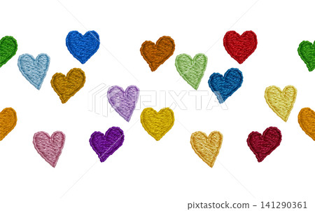 【彩色愛心無縫圖案】手工刺繡插畫素材 【彩色愛心無縫圖案】手工刺繡插畫素材 141290361