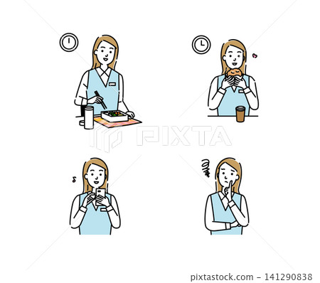 Various expressions of young women working in an office Various expressions of young women working in an office 141290838