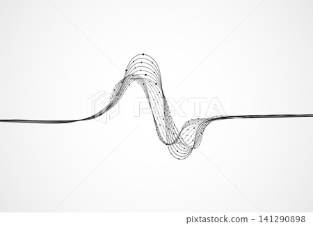 Abstract futuristic data flow line graph with connected nodes on white background 141290898