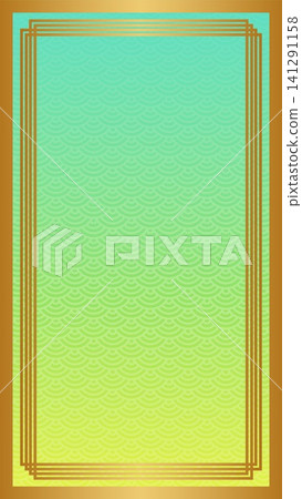 Qinghai wave pattern, light green and golden Japanese pattern background illustration Qinghai wave pattern, light green and golden Japanese pattern background illustration 141291158