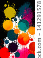 Colorful Paint Splatter Abstract Background with Ink Blots 141291578