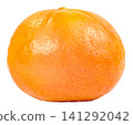 Vibrant ripe tangerine fruit isolated. Close up shot of whole clementine with textured skin and bright orange color. Healthy food concept for organic produce and nutrition. 141292042
