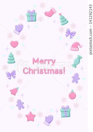 ute winter holiday wreath frame vector illustration with Merry Christmas greeting lettering and pastel candy, gifts, and ornaments for seasonal social media and cards ute winter holiday wreath frame vector illustration with Merry Christmas greeting lettering and pastel candy, gifts, and ornaments for seasonal social media and cards 141292143
