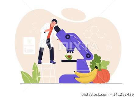 Scientist Checking Food Sample with Microscope 141292489