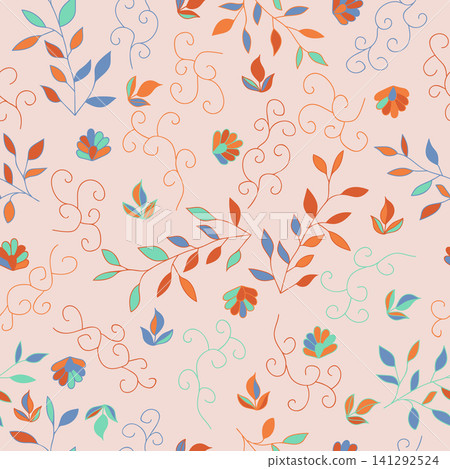 Floral doodle seamless pattern. Vector illustration. Eps10. Perfect for fabrics, textile, wallpapers, backgrounds and clothing. Floral doodle seamless pattern. Vector illustration. Eps10. Perfect for fabrics, textile, wallpapers, backgrounds and clothing. 141292524