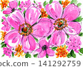 Watercolor-painted pink floral pattern 26716bl7 141292759