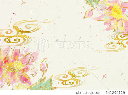 Japanese-style background with lotus flowers Japanese-style background with lotus flowers 141294129