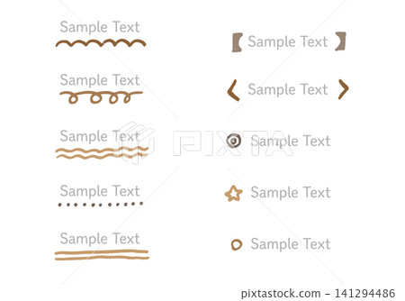 Hand-drawn, doodle-style, natural brown color, brown heading, embellishment, decoration set, vector material 2 Hand-drawn, doodle-style, natural brown color, brown heading, embellishment, decoration set, vector material 2 141294486