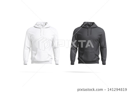Blank black and white sport hoodie with hood mockup png, transparent background, 3d rendering. Empty daily hooded sweatshirt mock up cut out. Clear long fleece or cotton hoodi template. Blank black and white sport hoodie with hood mockup png, transparent background, 3d rendering. Empty daily hooded sweatshirt mock up cut out. Clear long fleece or cotton hoodi template. 141294819