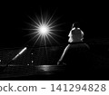 A wedding dress bathed in light 141294828