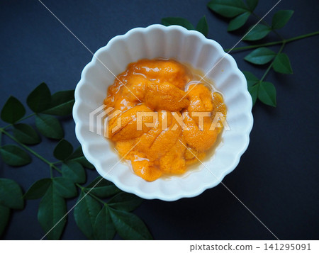 Fresh sea urchin from Hokkaido served in a small bowl Fresh sea urchin from Hokkaido served in a small bowl 141295091