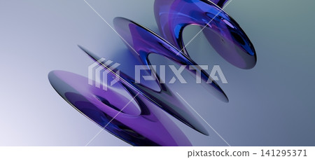 Futuristic 3D abstract glass spiral on light gray background premium geometric shape wallpaper for tech banner 141295371
