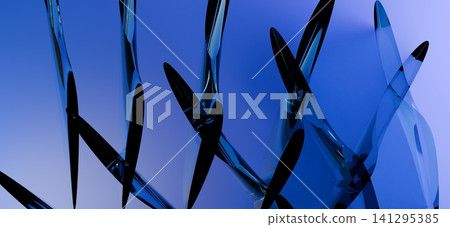 Abstract 3D blue transparent glass intersecting plates pattern grid on bright neon blue background wallpaper Abstract 3D blue transparent glass intersecting plates pattern grid on bright neon blue background wallpaper 141295385