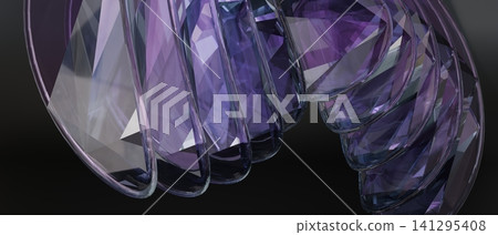 Dark Purple Transparent Glass Spiral Abstract Luxury Background Modern Geometric 3D Render Illustration 141295408