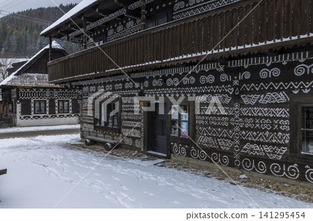 Cicmany traditional folklore architecture in winter landscape Cicmany traditional folklore architecture in winter landscape 141295454