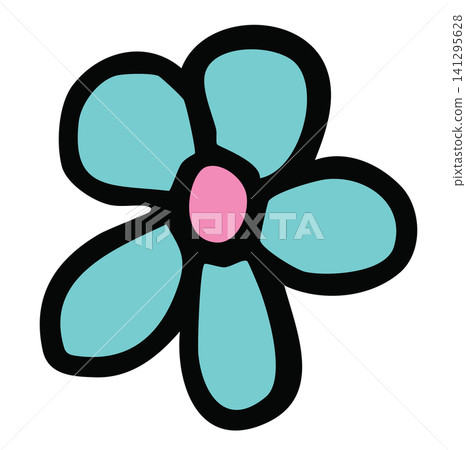 Hand drawn blue flower cartoon for floral print, sticker, nature, garden, spring, summer vibes, plants, tree, blossom, blooming, home backyard, picnic, park, outdoors, home, house, cute patch, pin Hand drawn blue flower cartoon for floral print, sticker, nature, garden, spring, summer vibes, plants, tree, blossom, blooming, home backyard, picnic, park, outdoors, home, house, cute patch, pin 141295628