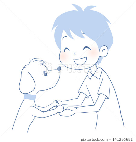 一幅狗和人開懷大笑的插圖。 一幅狗和人開懷大笑的插圖。 141295691