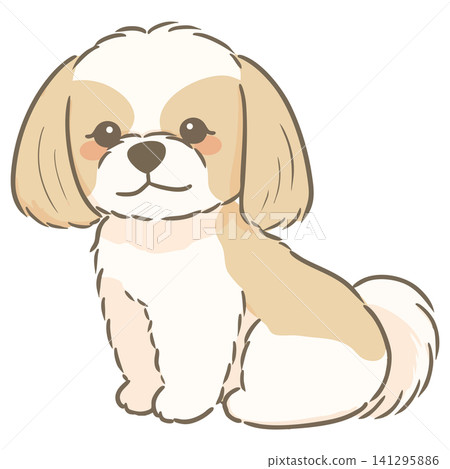 A cute, simple, hand-drawn illustration of a Shih Tzu sitting down. A cute, simple, hand-drawn illustration of a Shih Tzu sitting down. 141295886