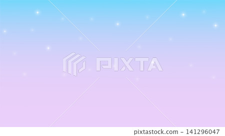 Pastel-colored starry sky gradient background frame, dreamy and cute, light blue and pink, horizontal 16:9 aspect ratio. 141296047