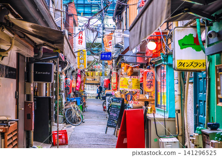 Tokyo cityscape in Japan - View of the drinking district "Sancha 3rd Street" (Sangenjaya Triangle Area) right next to Sangenjaya Station 141296525