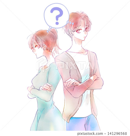A man and a woman who have doubts about each other. A man and a woman who have doubts about each other. 141296568