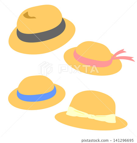 A simple illustration of four straw hats - family A simple illustration of four straw hats - family 141296695