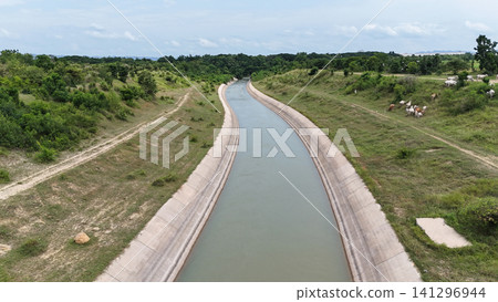 Agricultural Machinery, Beauty, Beauty In Nature, Blue, Canal Agricultural Machinery, Beauty, Beauty In Nature, Blue, Canal 141296944
