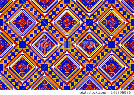 Geometric ethnic Navajo pattern. Aztec Boho geometric pattern. Native American Southwestern style. Fabric design for clothing, textile, wrapping, background, wallpaper, carpet, embroidery, print Geometric ethnic Navajo pattern. Aztec Boho geometric pattern. Native American Southwestern style. Fabric design for clothing, textile, wrapping, background, wallpaper, carpet, embroidery, print 141296986