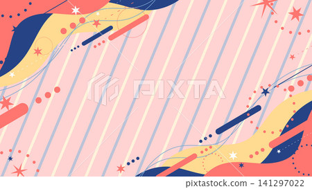 可愛的孟菲斯條紋和流星背景壁紙邊框 141297022