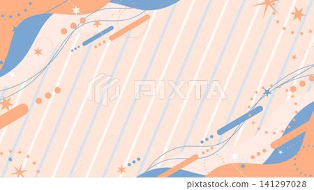 Cute Memphis stripe and shooting star background wallpaper frame 141297028