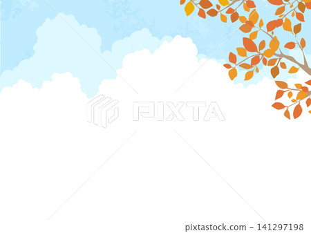 Frame material featuring a blue sky and autumn leaves Frame material featuring a blue sky and autumn leaves 141297198