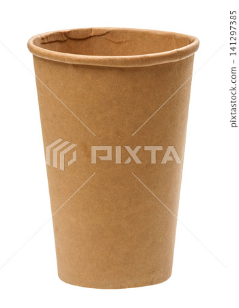 Empty disposable brown kraft paper cup, isolated background Empty disposable brown kraft paper cup, isolated background 141297385