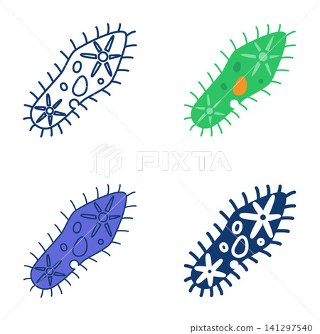 Paramecium anatomy icon set 141297540