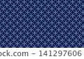 Japanese pattern background: Navy blue with white lines of Shippo (seven treasures) pattern, 16:9 aspect ratio. 141297606
