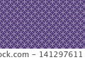 Japanese pattern background: Purple with white lines of Shippo (seven treasures) pattern, 16:9 aspect ratio. 141297611