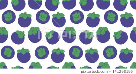 Seamless pattern whole mangosteen. Repeating pattern of purple mangosteen. Seamless background with tropical fruit mangosteen 141298196
