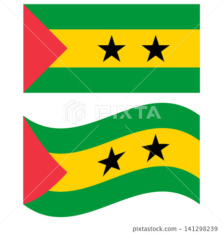 Waving flag of Sao Tome and Principe. Sao Tome and Principe flag on white background. Sao Tome and Principe Flag. flat style. 141298239