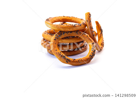 Traditional ring bread isolated with minimal composition Traditional ring bread isolated with minimal composition 141298509