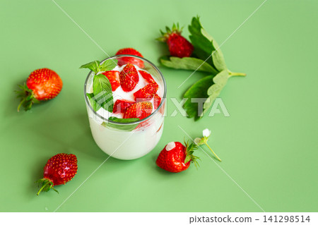 Sweet strawberry yogurt snack with natural ingredients Sweet strawberry yogurt snack with natural ingredients 141298514