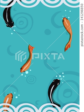金魚在夏季游泳的插圖 金魚在夏季游泳的插圖 141298850
