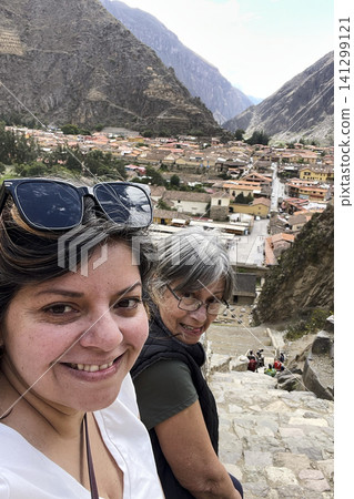 Selfie overlooking the town of Ollantaytambo from ruins. UGC 141299121