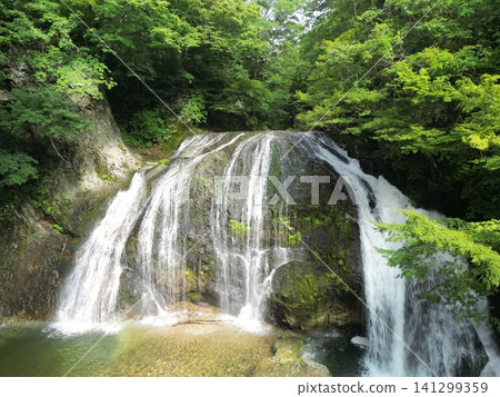 Aerial view of Sekiyama Great Waterfall in summer Aerial view of Sekiyama Great Waterfall in summer 141299359