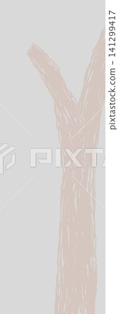 Muted minimalist abstract leafless botanical tree sketch on a vertical background Muted minimalist abstract leafless botanical tree sketch on a vertical background 141299417