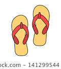 Colorful summer flip flops flat vector isolated on white 141299544