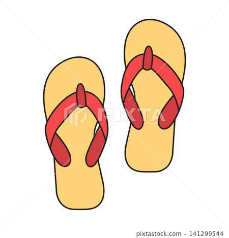Colorful summer flip flops flat vector isolated on white 141299544