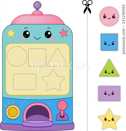 Educational geometric shapes cutting game worksheet template for kids development Educational geometric shapes cutting game worksheet template for kids development 141299565