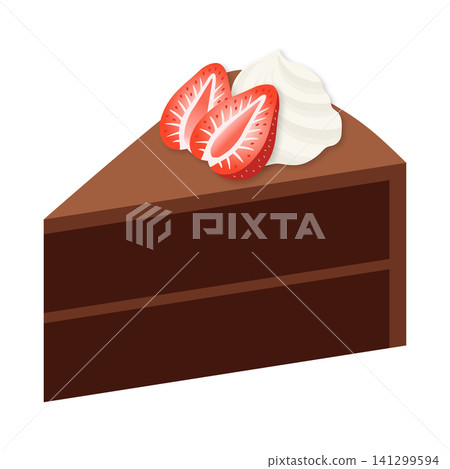 巧克力蛋糕,上面放著草莓和鮮奶油 巧克力蛋糕,上面放著草莓和鮮奶油 141299594