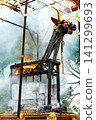 The cremation ceremony for the burning of a bull sculpture in the small town of Ubud on the island of Bali. 141299693