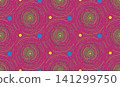 African Print fabric seamless background, Ethnic handmade ornament for your design, Afro Ethnic circles, geometric elements. Vector texture, Africa motifs textile Ankara fashion style in vibrant 141299750